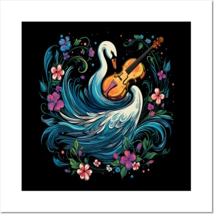 Swan Playing Violin Posters and Art